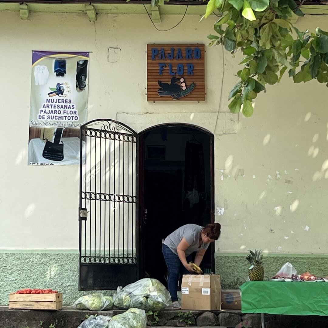 Las mujeres Artesanas Pajaro Flor Añil.